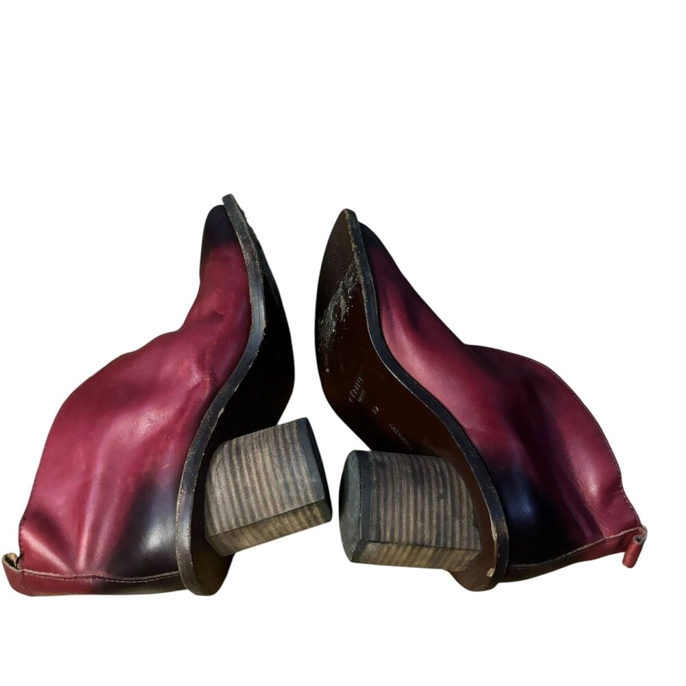 Celine Burgundy Block Heel V neck Boots 37 - Picture 6 of 11